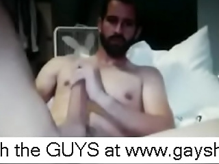 Bearded Man With Huge Dick Masturbates On Cam